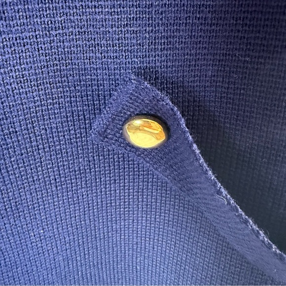 Vintage Navy Blue Knit Wool Lady Jacket Cardigan Sweater Dorce Leroy Old Money - Picture 14 of 14